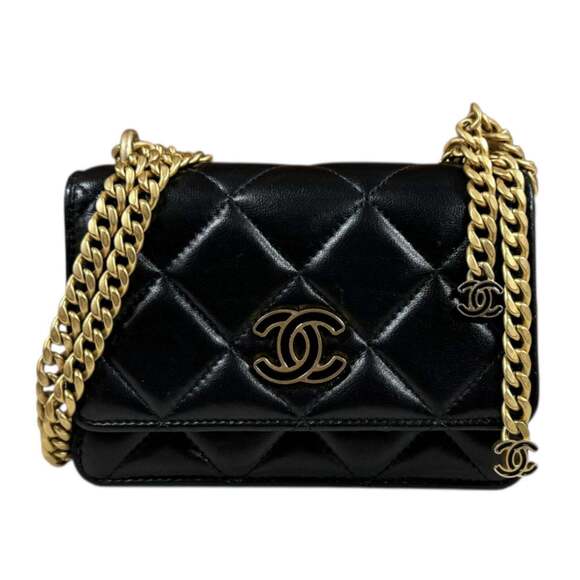 CHANEL Authentic Black Lambskin Leather Wallet main image 13